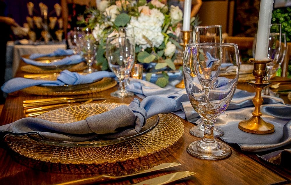 Blue and Gold table setting