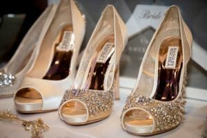 Gold glittery shoes