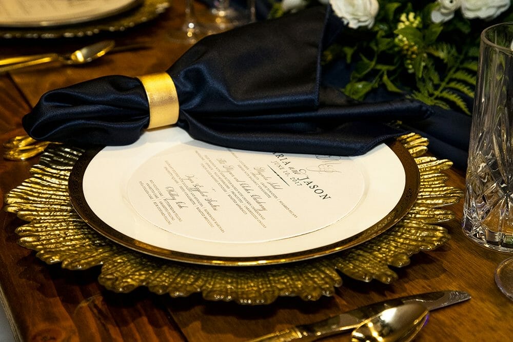 Gold and Black place setting